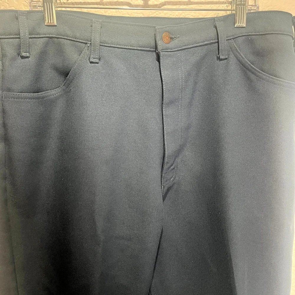 Vintage 90s Levi's Men's Dress Slacks 40x30 Navy Blue Polyester Pants Made n USA